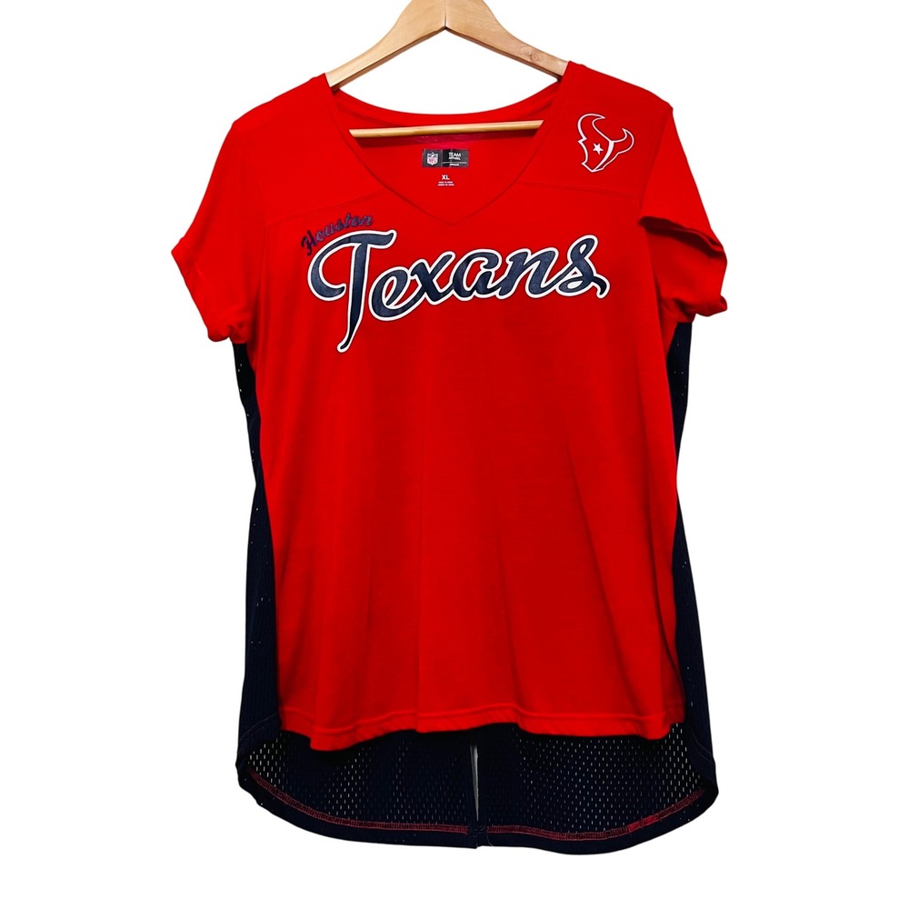 NFL Houston Texans Women's‎ Game Day Top Red Navy Mesh Back Original Logo Sz XL